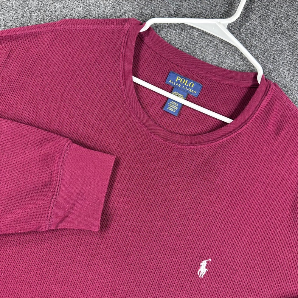 Polo Ralph Lauren Thermal Shirt Mens 2XL XXL Burgundy Waffle Knit Sleepwear Top